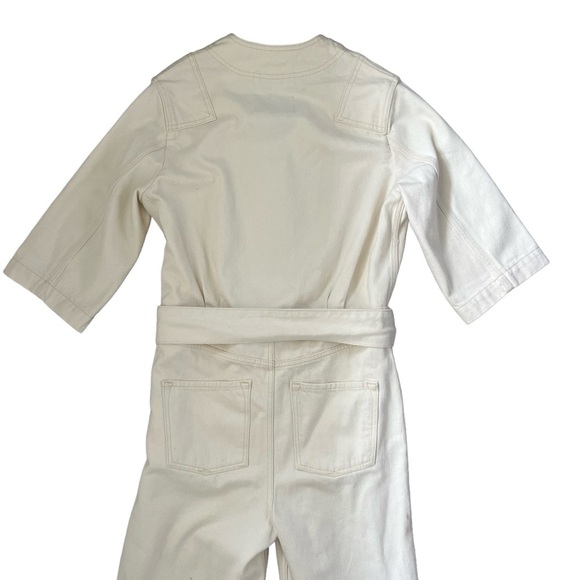 ALLSAINTS Mira Utility Denim Jumpsuit Natural White Size 4 - Picture 12 of 14
